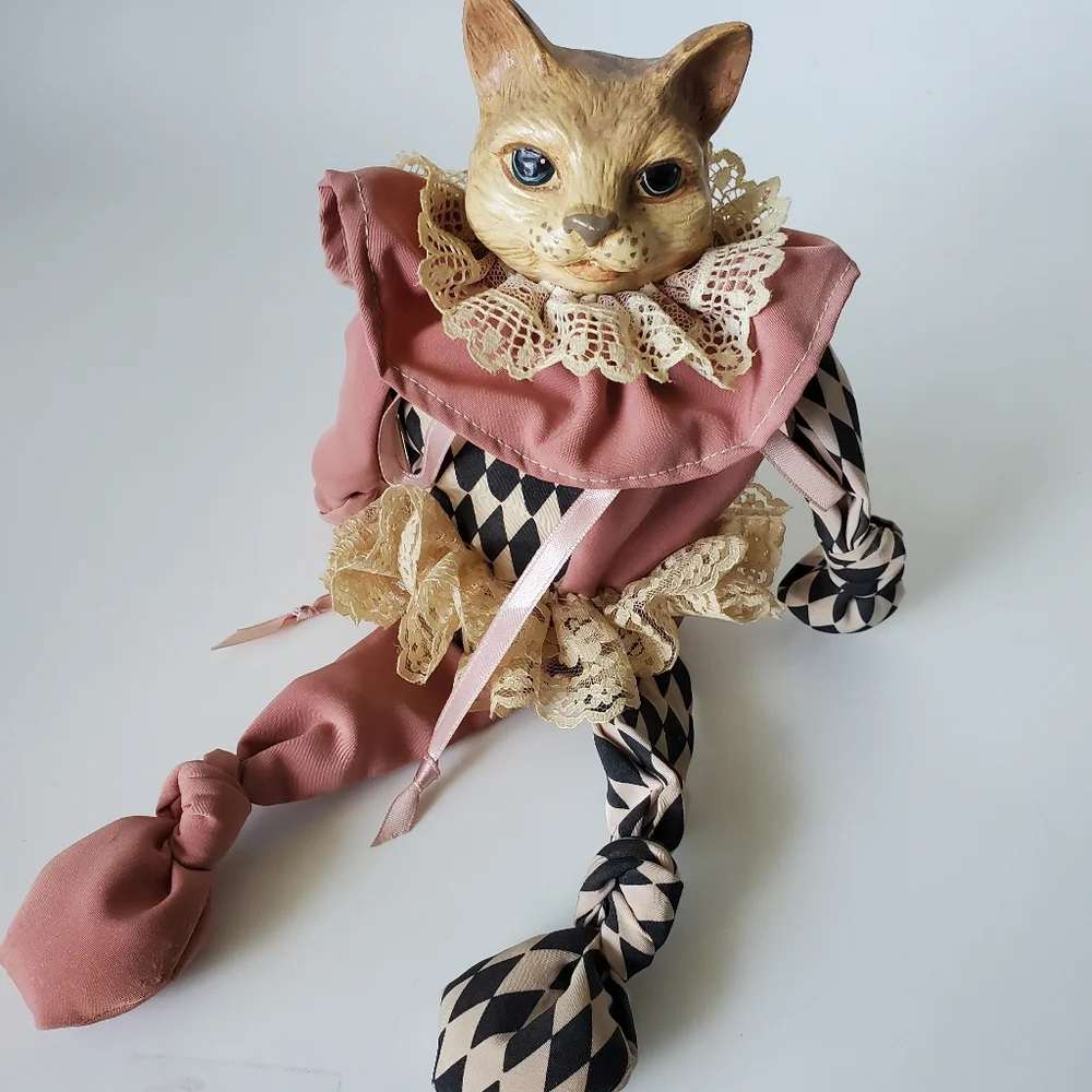 Vintage Katherine's Collection Wayne Kleski Cat Porcelain Face Doll Clow…